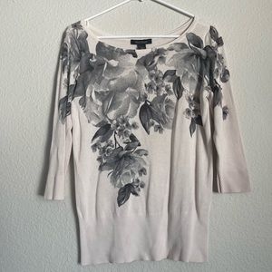 Gray & White Floral Sweater | White House Black Market